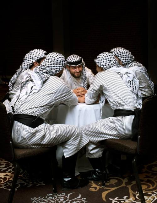 Members of Mawtini Dance Troupe Meeting Before Performance at a Wedding