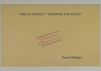 POET IN TRANSIT / "STOPPING THE WORLD"