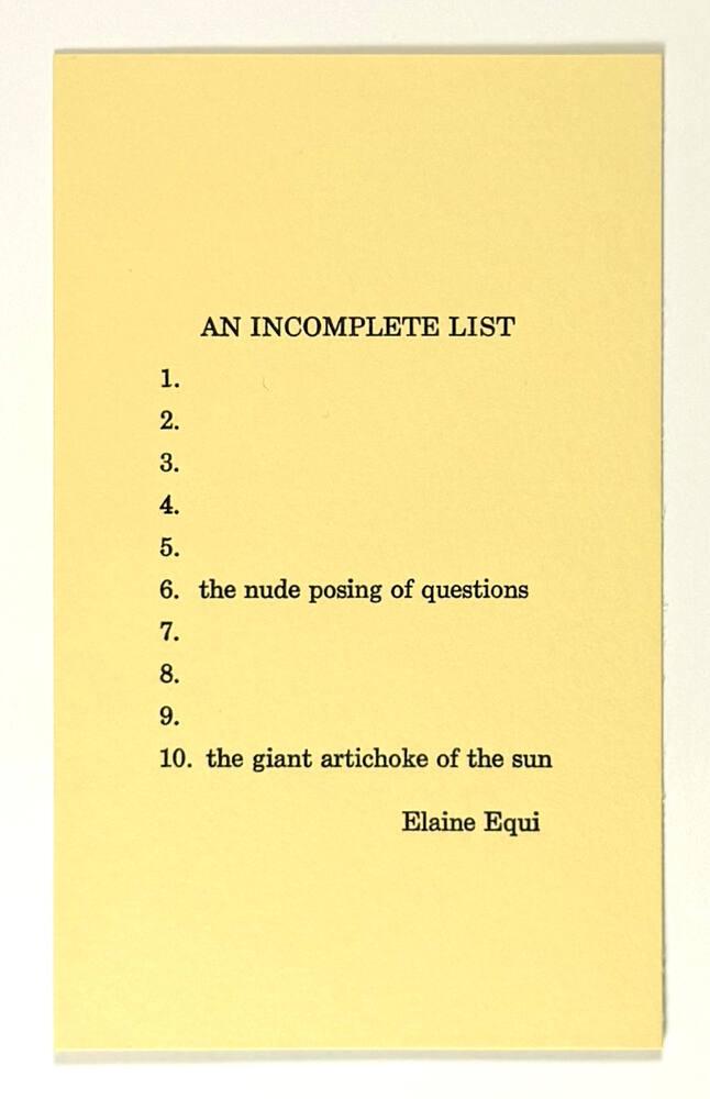 An Incomplete List – Works – eMuseum