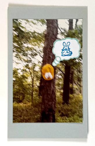 Stickers, rubber stamps, collage, and photographs